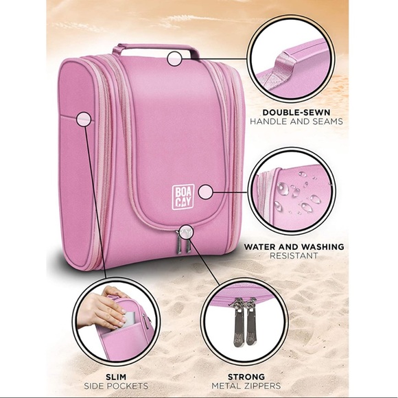 Premium Hanging Travel Toiletry Cosmetic Bag Pink - Picture 2 of 5